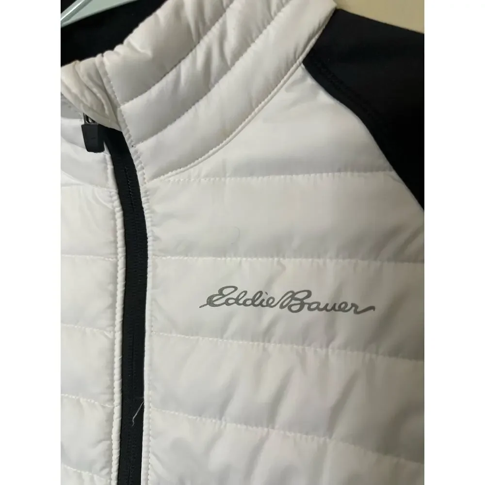 Eddie Bauer Jacket Emberlite Hybrid Zip Up Puffer White Black Womens Large - Picture 7 of 8